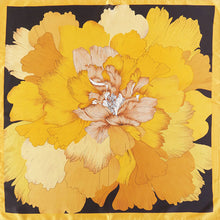 Load image into Gallery viewer, Mustard Flower Printed Square Silky Satin Bandana Scarf
