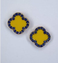 Load image into Gallery viewer, Yellow Clover Rhinestone Earrings
