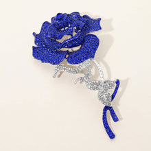 Load image into Gallery viewer, Flower Stone Paved Rose Stem Pin Brooch
