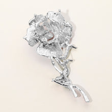 Load image into Gallery viewer, Flower Stone Paved Rose Stem Pin Brooch

