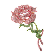 Load image into Gallery viewer, Flower Stone Paved Rose Stem Pin Brooch
