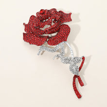 Load image into Gallery viewer, Flower Stone Paved Rose Stem Pin Brooch
