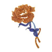 Load image into Gallery viewer, Flower Stone Paved Rose Stem Pin Brooch

