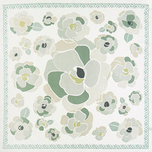 Load image into Gallery viewer, Olive Green Flower Pattern Printed Square Silky Satin Bandana Scarf
