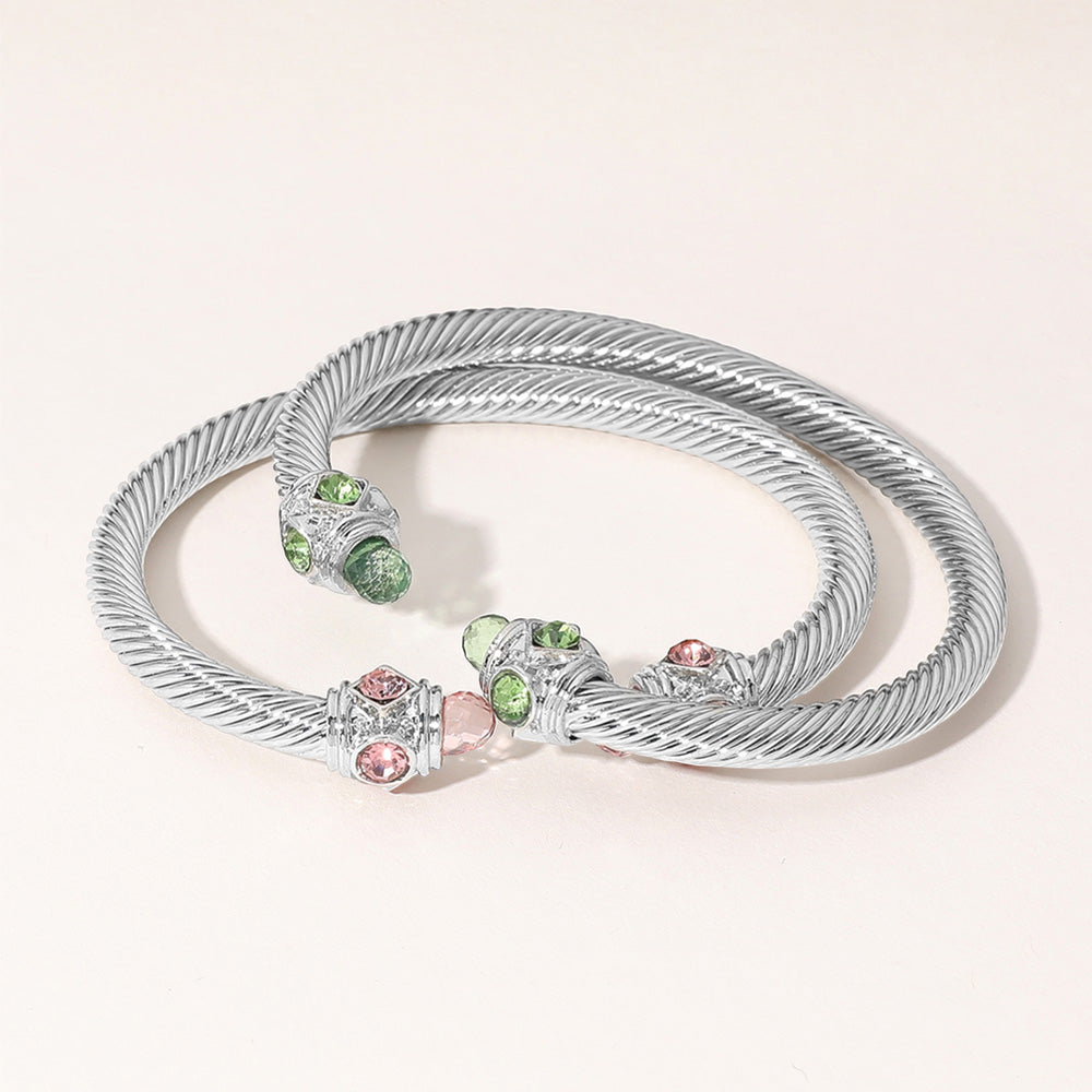Stone Tip Twisted Cuff Bracelet