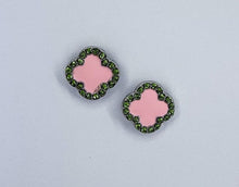 Load image into Gallery viewer, Pink Clover Rhinestone Earrings

