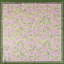 Load image into Gallery viewer, Pink &amp; Green Printed Square Silky Satin Bandana Scarf
