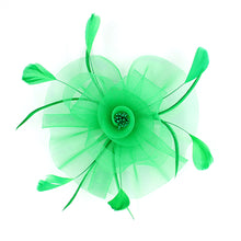 Load image into Gallery viewer, Green Feather Mesh Flower Fascinator / Headband
