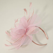 Load image into Gallery viewer, Light Pink Feather Mesh Flower Fascinator / Headband
