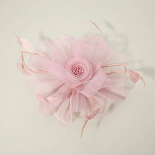 Load image into Gallery viewer, Light Pink Feather Mesh Flower Fascinator / Headband
