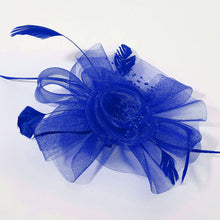 Load image into Gallery viewer, Flower Feather Pearl Mesh Bow Fascinator / Headband (Multiple Colors)
