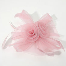 Load image into Gallery viewer, Flower Feather Pearl Mesh Bow Fascinator / Headband (Multiple Colors)
