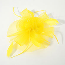 Load image into Gallery viewer, Flower Feather Pearl Mesh Bow Fascinator / Headband (Multiple Colors)
