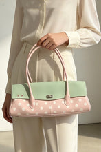 Load image into Gallery viewer, Pastel Pink Polka Dot Handbag with Mint Flap
