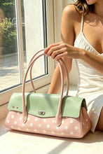 Load image into Gallery viewer, Pastel Pink Polka Dot Handbag with Mint Flap
