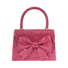 Load image into Gallery viewer, Bling Studded Bow Accented Top Handle Evening Hand Bag / Crossbody Bag
