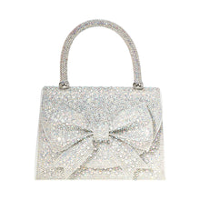 Load image into Gallery viewer, Bling Studded Bow Accented Top Handle Evening Hand Bag / Crossbody Bag
