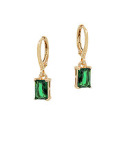 Load image into Gallery viewer, Dainty Gold Hoop with Green Stone
