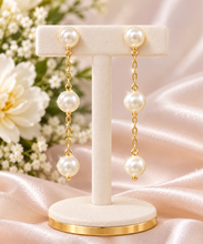 Load image into Gallery viewer, Gold Pearl Drop Earrings
