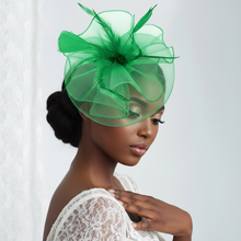 Load image into Gallery viewer, Feather Mesh Headband Hair Clip Fascinator (Multiple colors)
