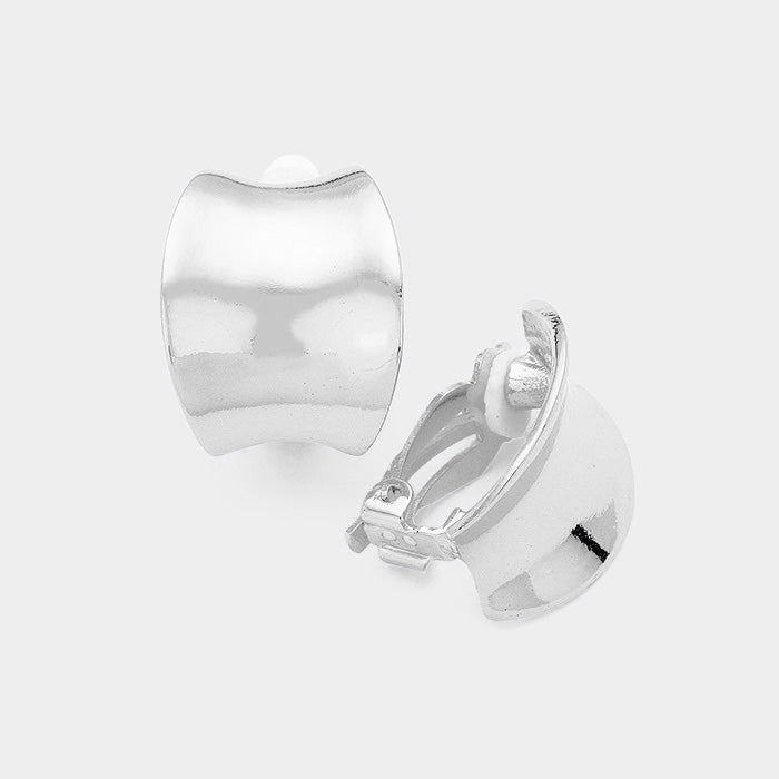 Concave Metal Clip On Earrings