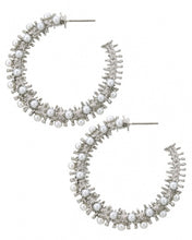 Load image into Gallery viewer, Pearl Hoop Metal Earrings
