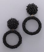 Black/Gold Seed Bead Ring & Circle Earrings