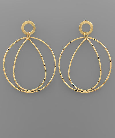 Gold/Matte Gold Textured Shape Earrings