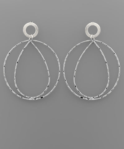 Rhodium/Matte Silver Textured Shape Earrings