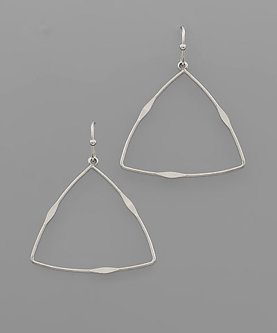 Silver Rhodium Brass Triangle Earrings