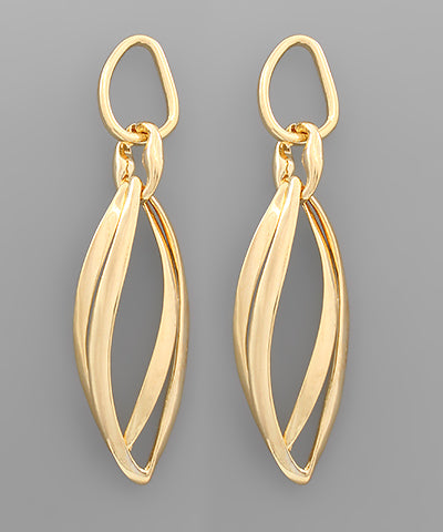 2 Marquise Gold Dangle Earrings
