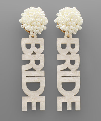 Ivory Pearl Cluster Bride Dangle Earrings