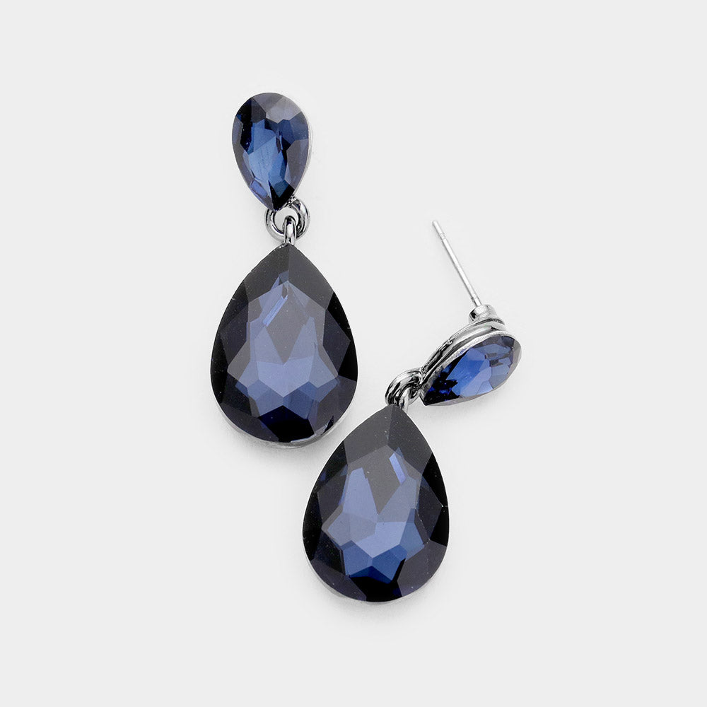 Montana Blue Crystal Teardrop Dangle Earrings