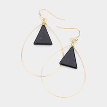 Load image into Gallery viewer, Gold Triangle Natural Stone Open Metal Teardrop Dangle Earrings
