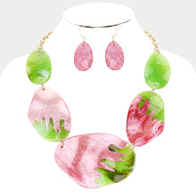Load image into Gallery viewer, Pink &amp; Green Abstract Glitter Necklace
