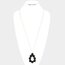 Load image into Gallery viewer, Black Beaded Flower Cluster Pendant Long Necklace
