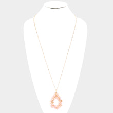 Load image into Gallery viewer, Pink Beaded Flower Cluster Pendant Long Necklace
