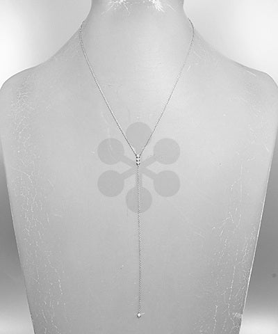 Silver Rhodium/Clear Tiny Diamond CZ Y Necklace