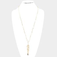 Load image into Gallery viewer, Gold Metal Leaf Link Pendant Long Necklace
