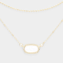 Load image into Gallery viewer, White &amp; Gold Marbled Hexagon Pendant Double Layered Necklace
