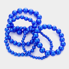 Load image into Gallery viewer, Royal Blue 5pcs - Pearl Strand Stretch Bracelets
