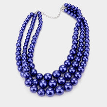 Load image into Gallery viewer, Royal Blue Triple Strand Pearl Necklace
