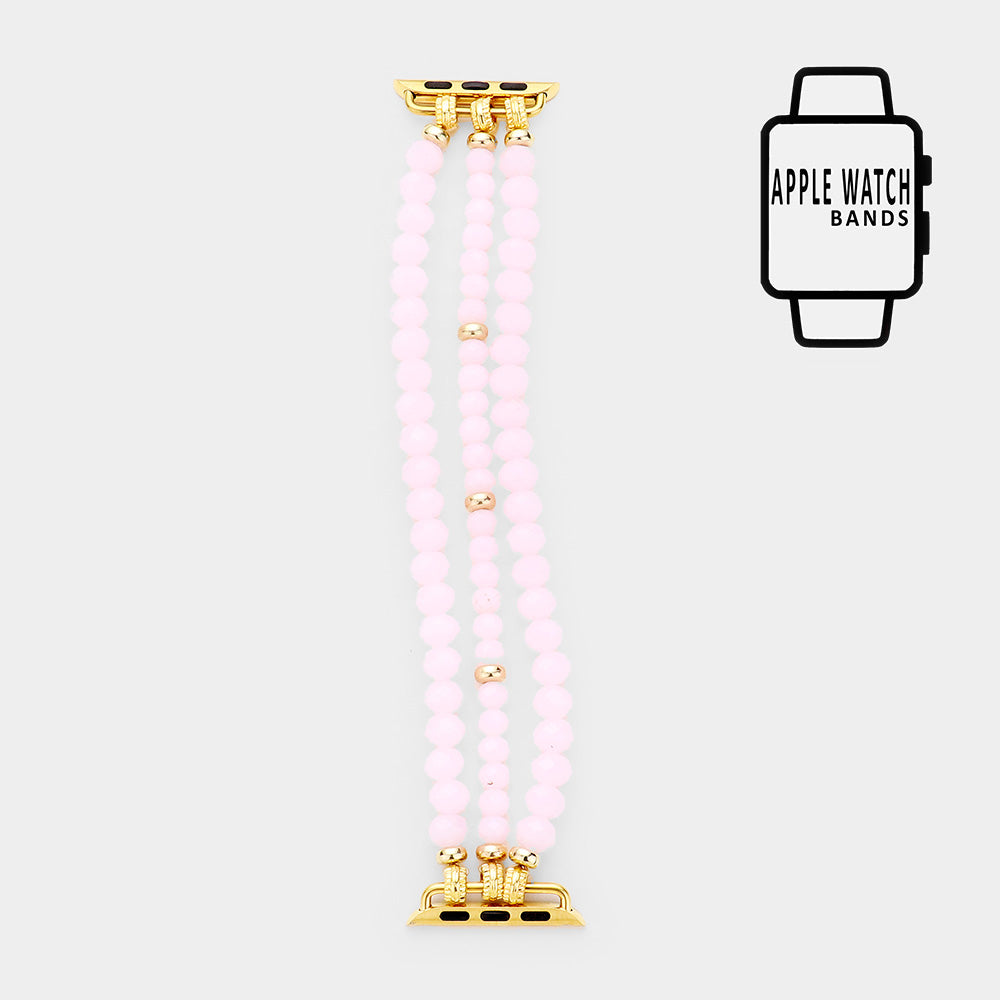 Pink & Gold Triple Strand Bead Apple Watch Band