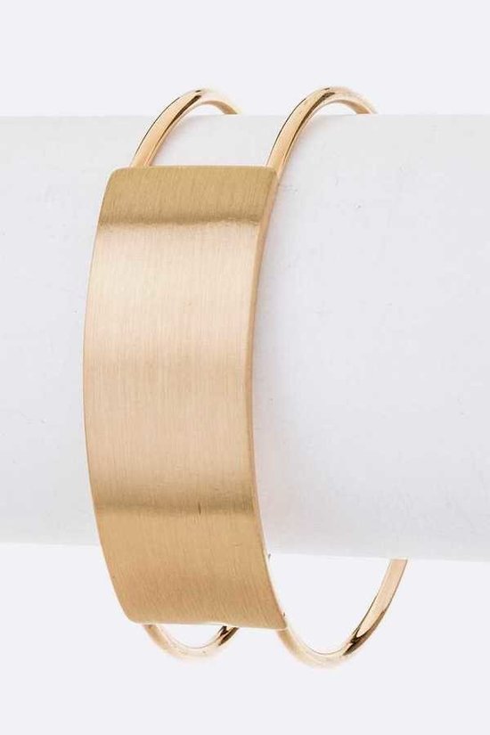 Matte Gold Polished Adjustable Open Cuff Bracelet