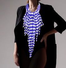 Load image into Gallery viewer, Royal Blue Pearl Strand Fringe Bib Necklace
