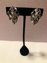 Load image into Gallery viewer, Silver Braided Weave Clip On Earrings
