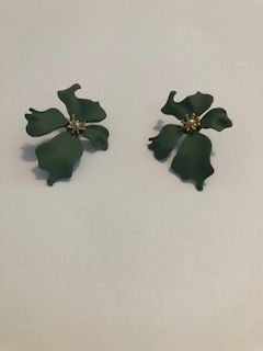Olive Green Flower Stud Earrings